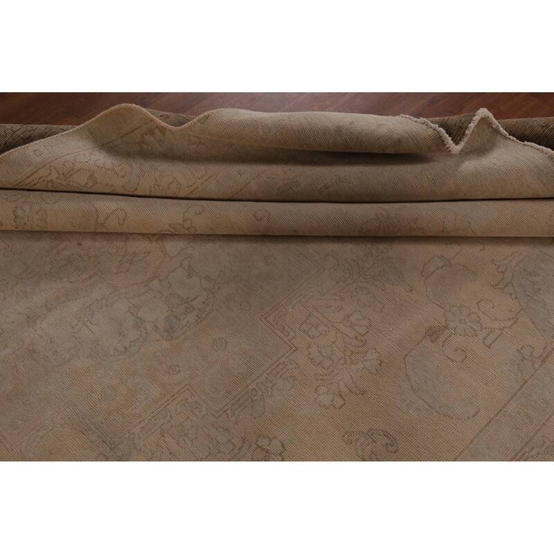 Hand Knotted Oriental 100% Wool Carpet Traditional Medallion Peach Tabriz Area Rug - 11' 1'' X 7' 6''