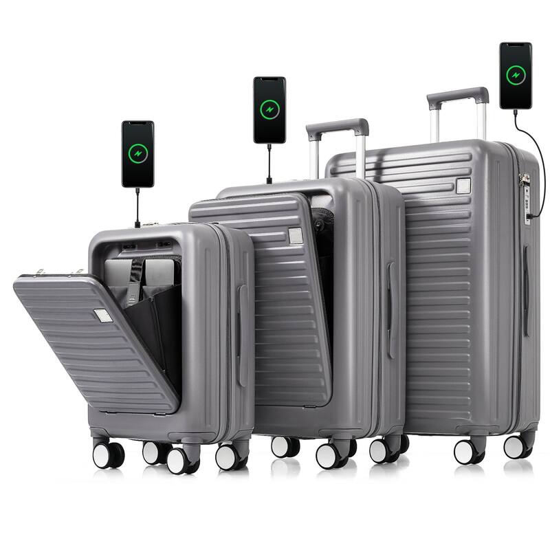 Luggage Set of Three, ABS Hard Shell Luggage with Spinner Wheels