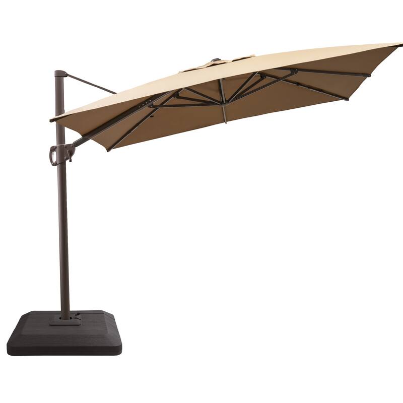 Outdoor 11 x 9 FT Patio Cantilever-Offset Umbrella with 4-Piece Fillable Weighted Base