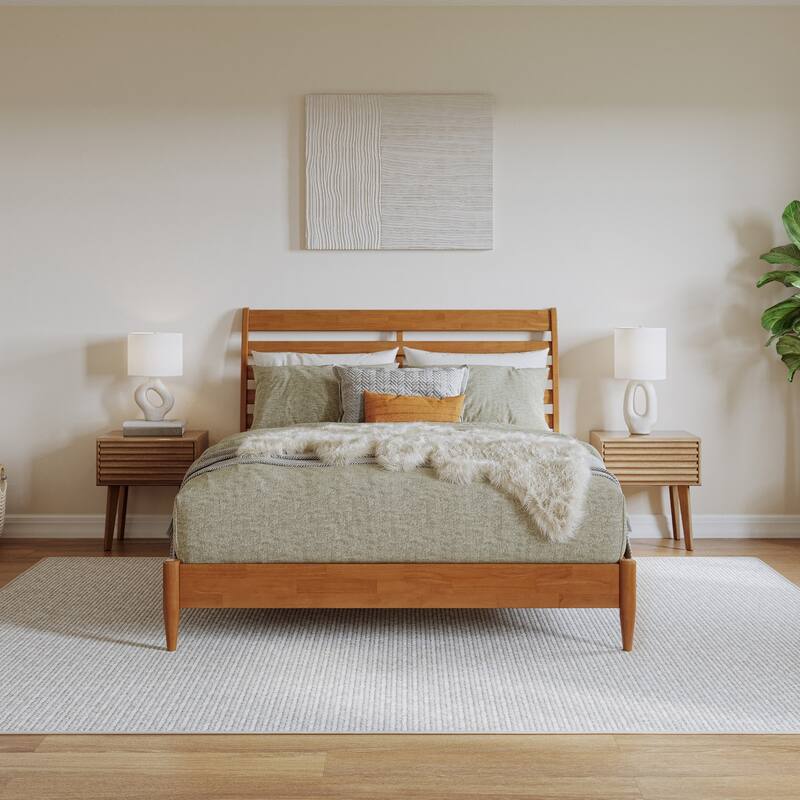 Solid Wood Low Profile Platform Bed - Modern Minimalist Design - Twin Twin XL Full Queen King