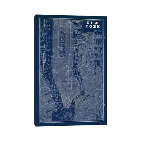 iCanvas "Blueprint Map New York " by Sue Schlabach Canvas Print