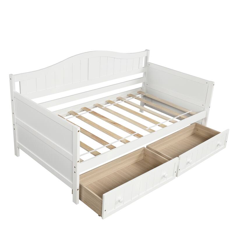 Twin Daybed Sofa Bed with 2 Drawers - White
