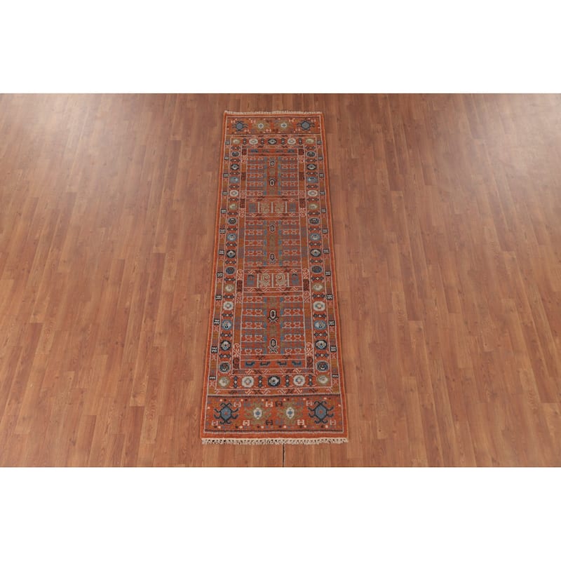Orange Transitional Khotan Runner Rug Hand-Knotted Wool Carpet - 2'6"x 8'0"