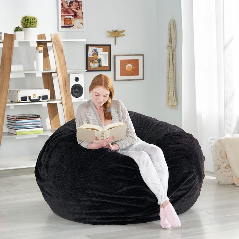 Schley Modern Glam 5 Foot Short Faux Fur Bean Bag by Christopher Knight Home
