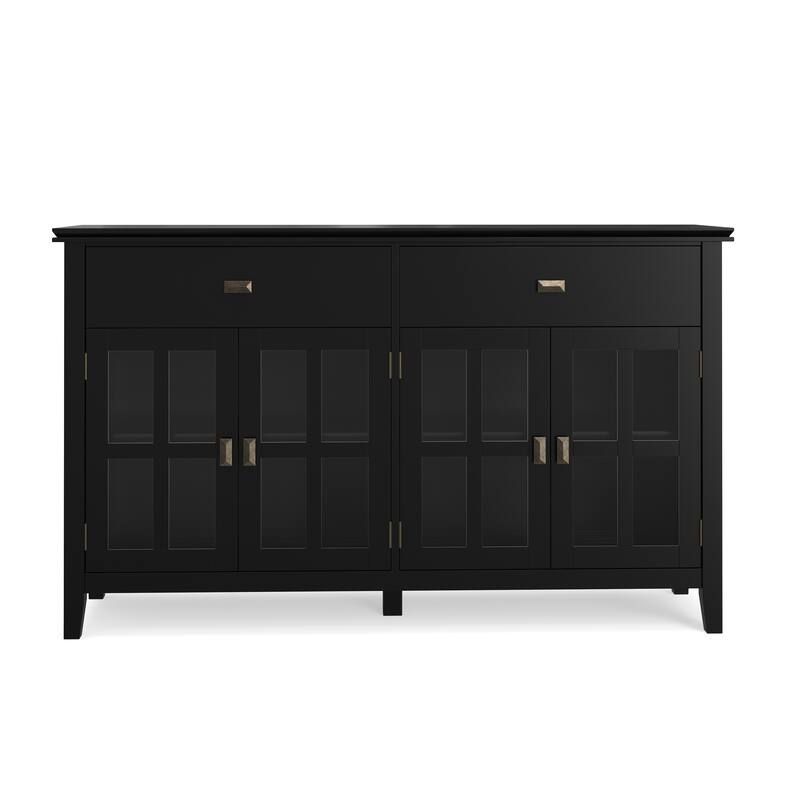 WYNDENHALL Stratford 60" Wide Solid Wood Transitional Large 4 Door Sideboard Buffet -  17"d x 60"w x 34"h