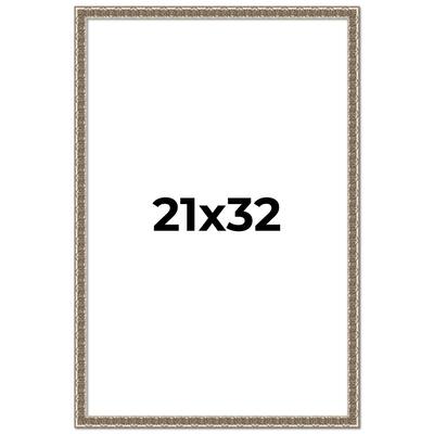 21x32 Frame Silver Versailles Ornate Solid Wood Picture Frame | 1 Inch