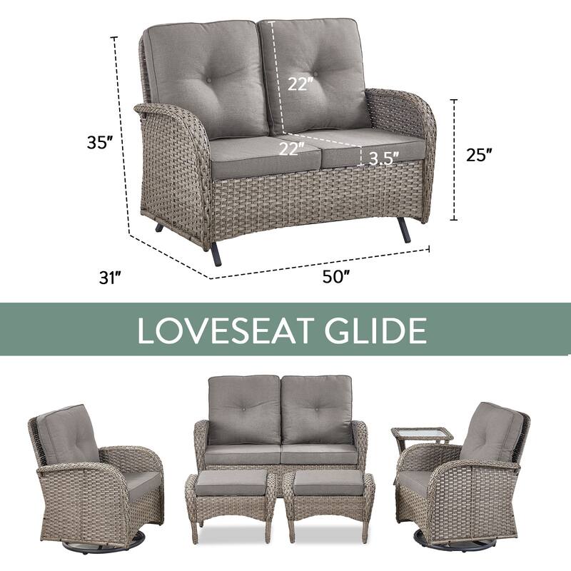 Porch Glider Furniture All Weather Sofa - Grey