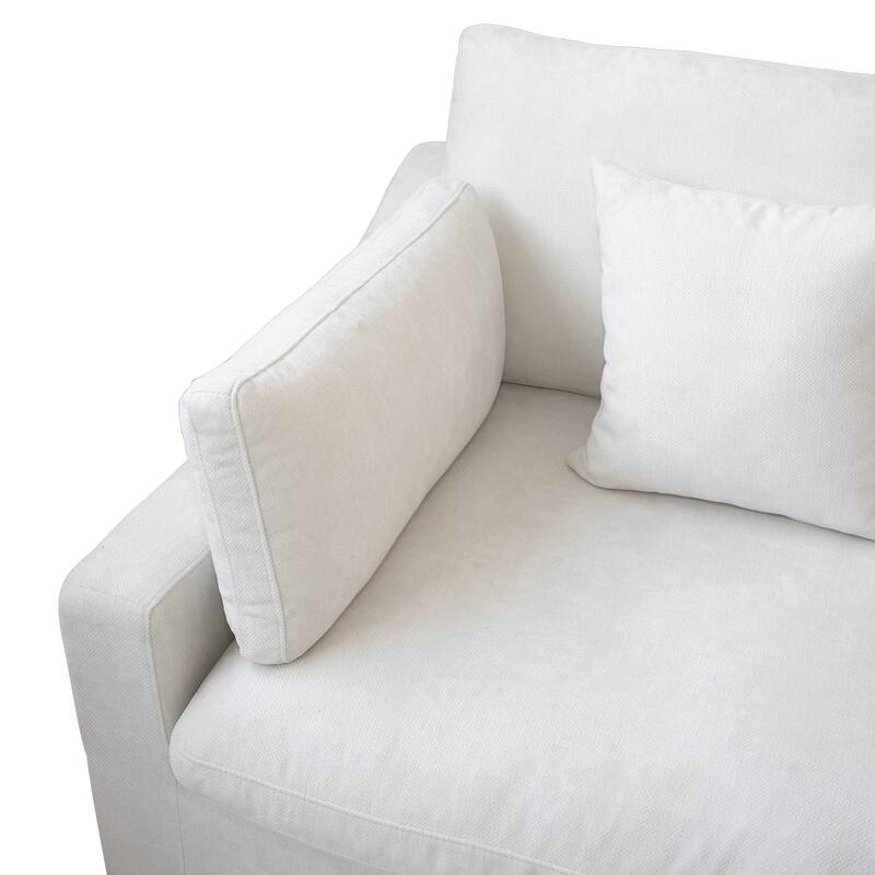 L-shape Linen Upholstered Sofa Multiple Cushions Sectional Couch