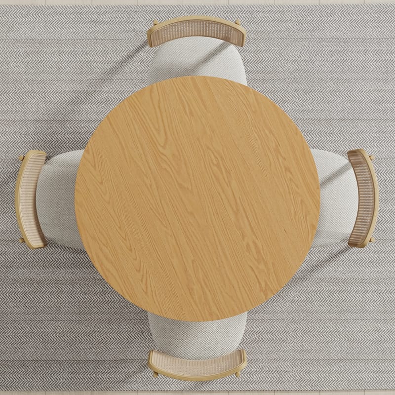 Solid Wood Round Dining Table with Finish and Elegant Arched Legs for Modern Dining Rooms & Kitchens