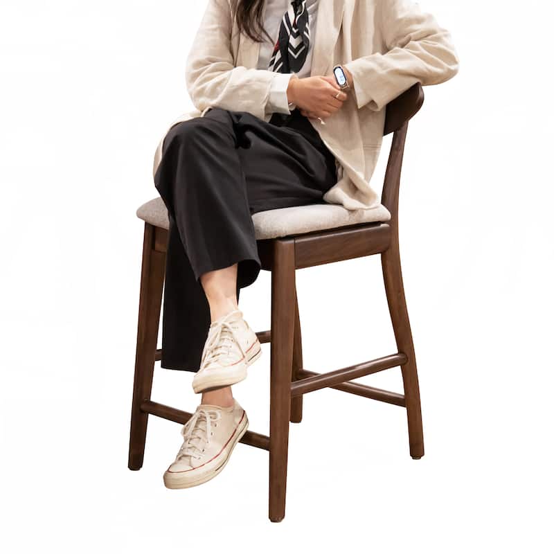 Furniture of America Abigail V Mid-century Modern Rich Walnut Handmade Rubberwood Counter Height Dining Chairs (Set of 2)