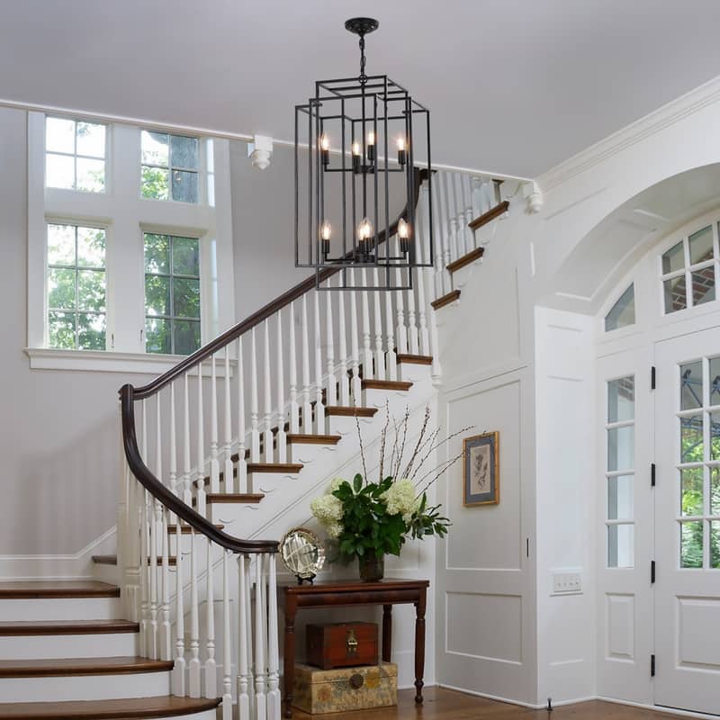 Industrial 8-Lights Hanging Chandelier Tiered Pendant Light Fixtures for Entryway, Foyer,Kitchen Island