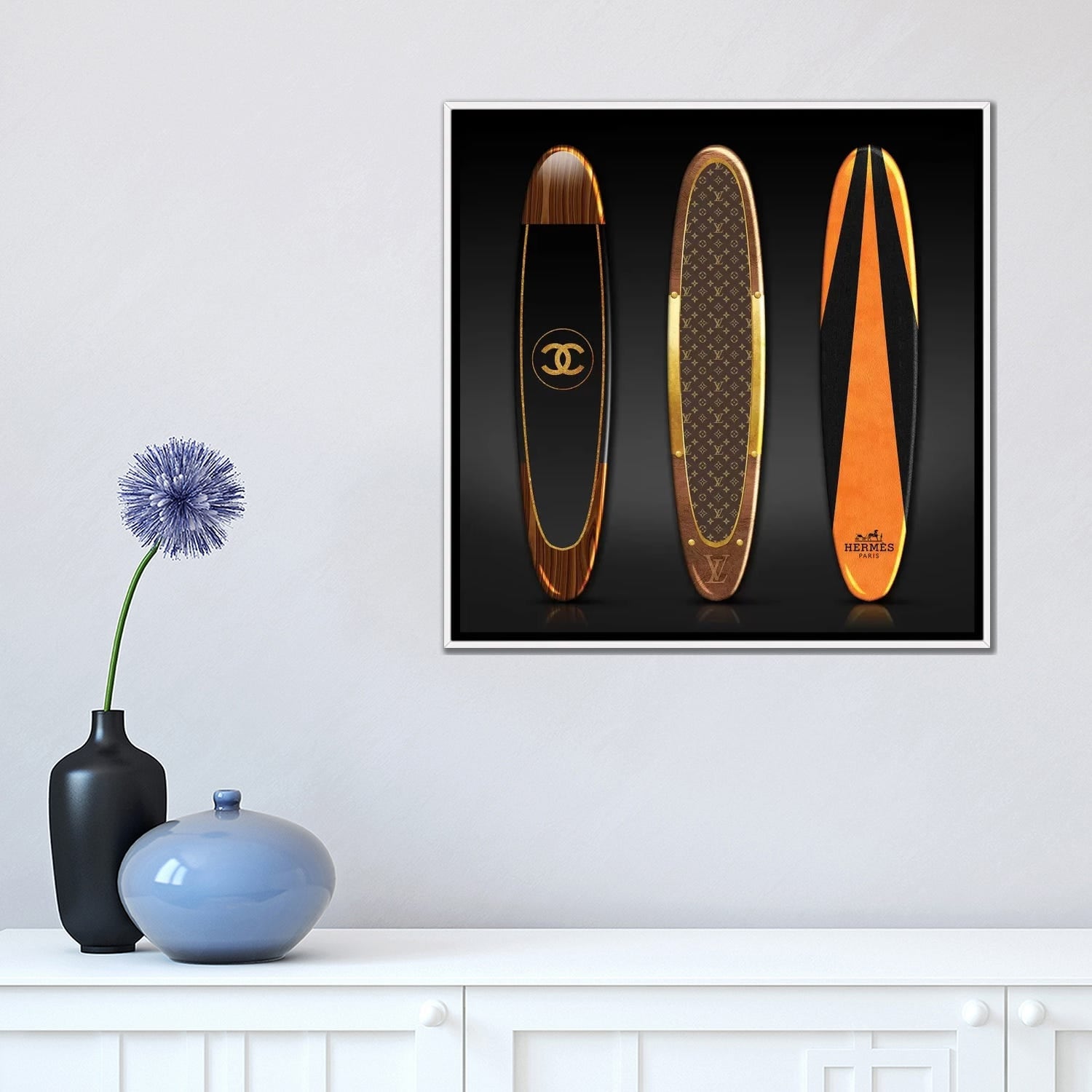 Framed Canvas Art (White Floating Frame) - Surf Chanel by Alexandre Venancio ( Sports > Surfing art) - 36x12 in