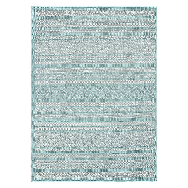 Contemporary Bohemain Stripes Indoor/Outdoor Flatweave Waterproof Backyard Patio Area Rug