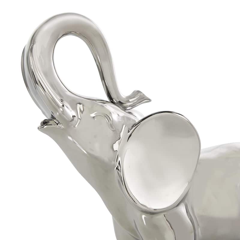Ceramic Elephant Standing Decorative Sculpture - Silver or Gold - Roche River Decor