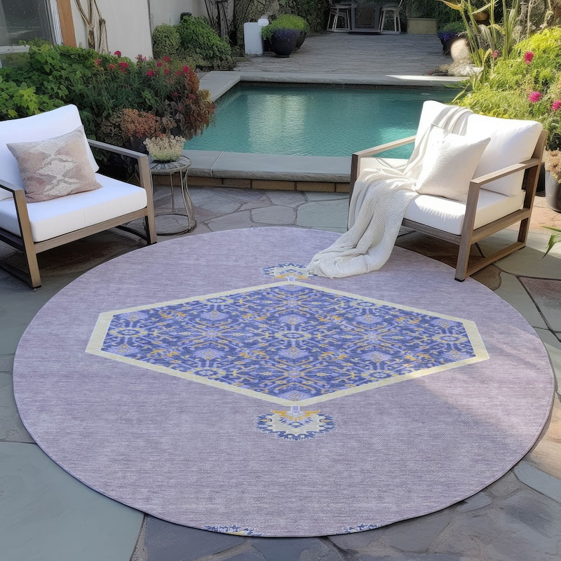 Machine Washable Indoor/ Outdoor Traditional Chantille Rug - Lavender - 8' x 8'