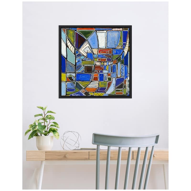 Kate and Laurel Sylvie Retro Current Framed Canvas by Leah Nadeau