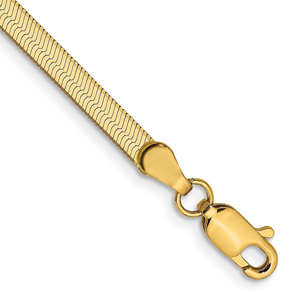 Curata 14k Yellow Gold 3mm Silky Herringbone Chain Bracelet
