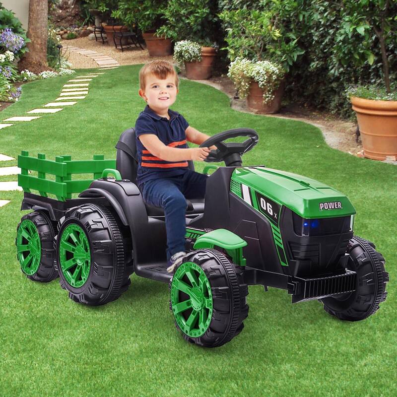 12V Kids Ride On Tractor with Trailer