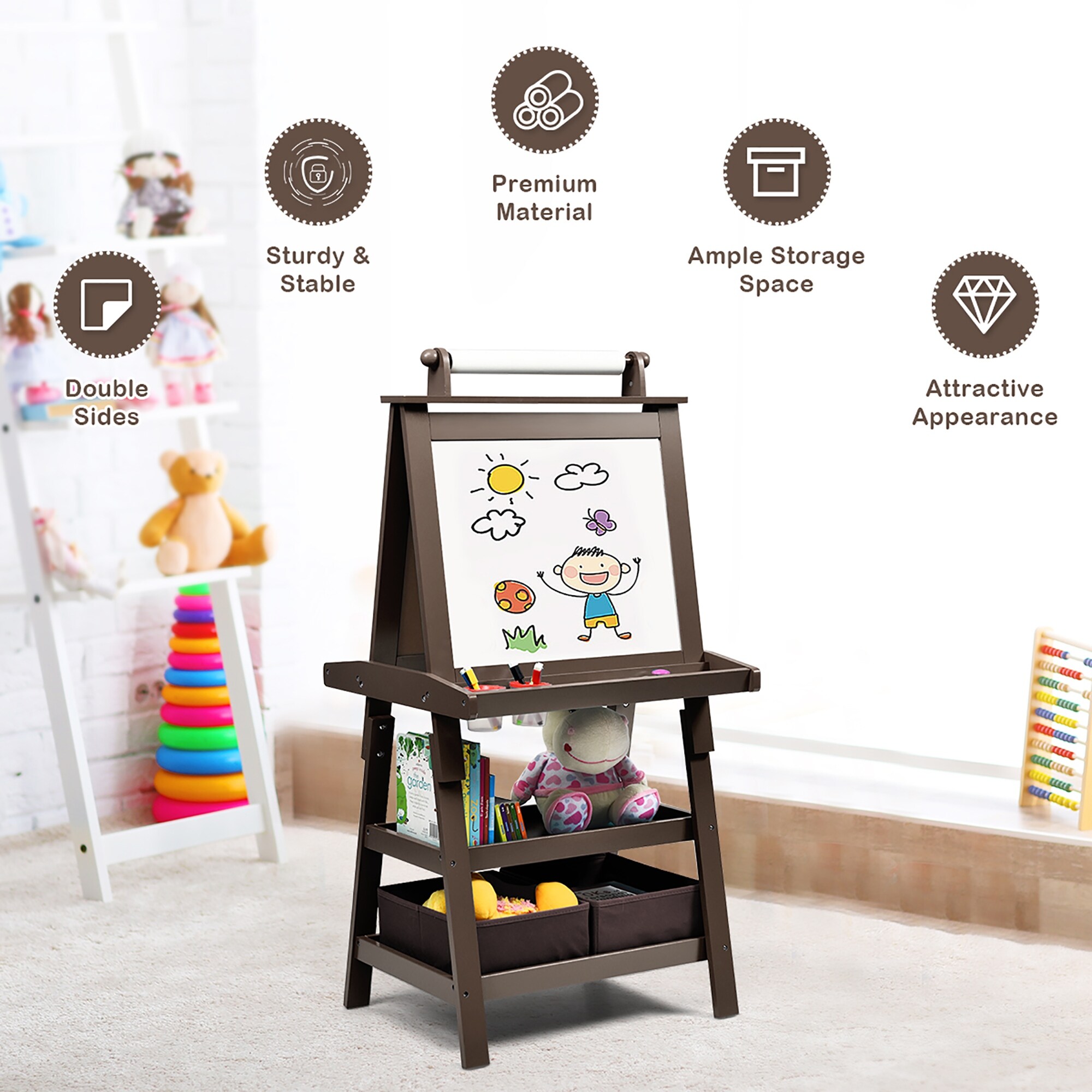 3 in 1 Kids Art Easel Double Sided Storage Easel w Storage Boxes - On Sale  - Bed Bath & Beyond - 36686412
