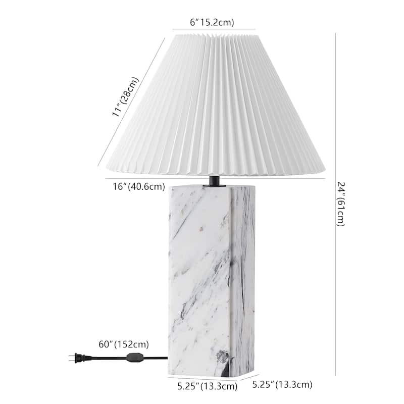 SAFAVIEH Couture Mackenzie Square Marble Table Lamp - 16"W x 16"D x 25"H