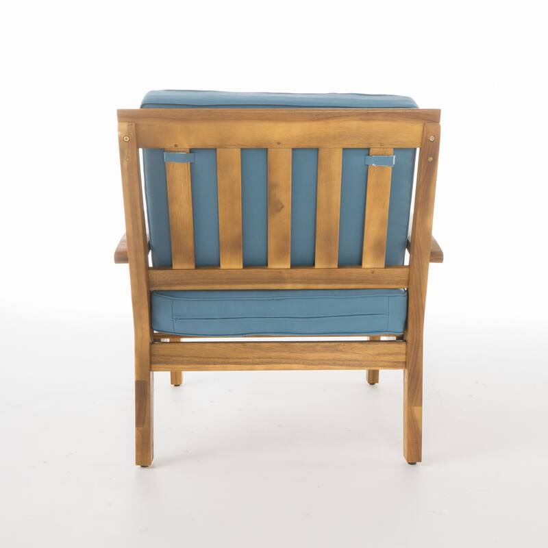 Solid Acacia Wood Club Chair Sets for 2, with Water Resistant Cushion