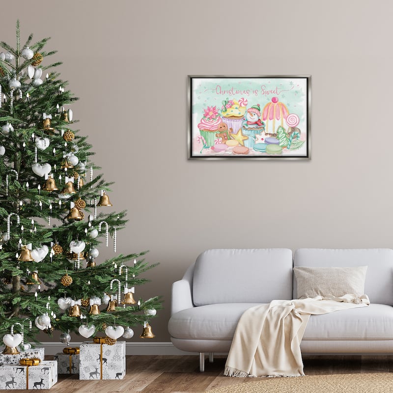 Stupell Christmas Is Sweet Festive Desserts Framed Floater Canvas Wall Art Design By Mollie B.