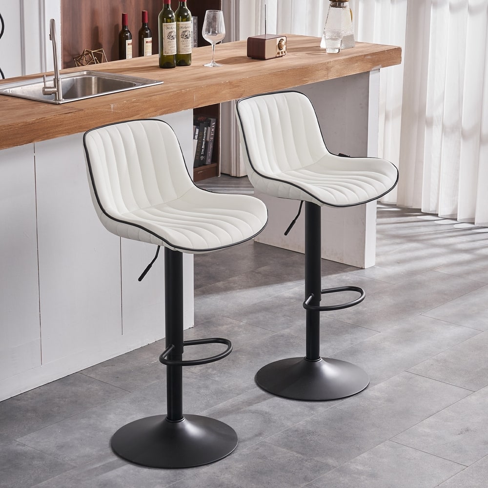 Bar Stools Set of 2 Counter Height Adjustable with Backrest Bar Chairs for Kitchen Island