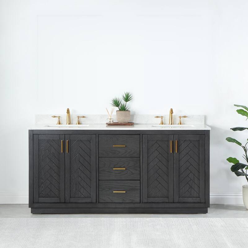 Altair Gazsi Bathroom Vanity with Composite Stone Countertop without Mirror