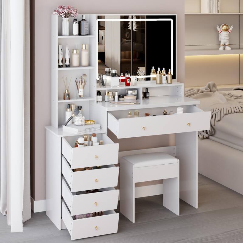 41" Large Size Vanity Table with Large Touch Control LED Mirror
