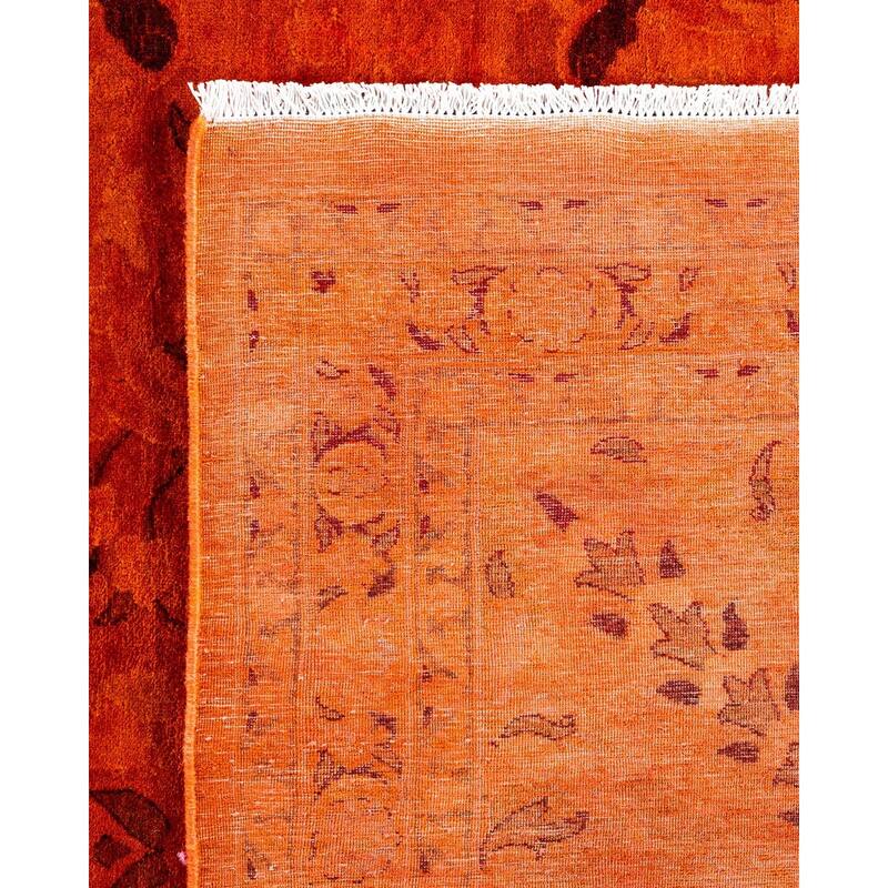 Overdyed, One-of-a-Kind Hand-Knotted Area Rug - Orange - 12' 3" x 15' 2"