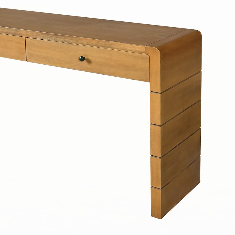 Curved Console Table with Storage,Natural