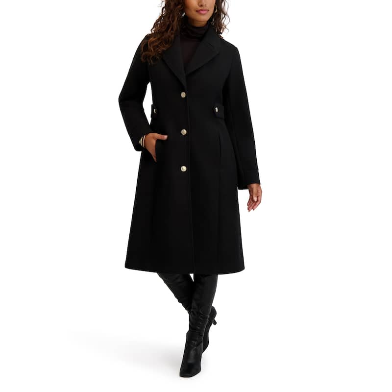 Kensie Boucle Notch Collar Long Coat