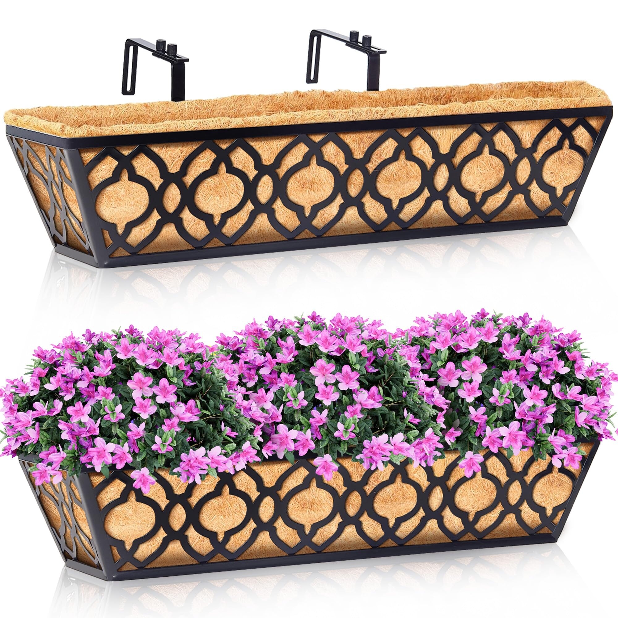 thumbnail image 2 of Legigo 2-Pack 16 Inch Railing Planters - Metal Window Box With Coconut Liner 2 of 4