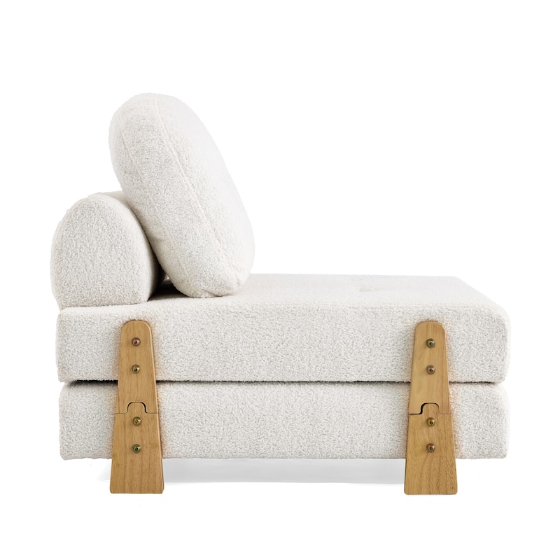 Christopher Knight Home - Lunessa Modern Upholstered Folding Ottoman with Backrest and Convertible Sleeper Design