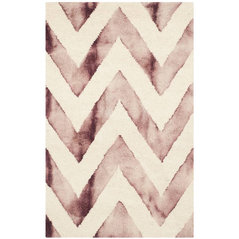SAFAVIEH Dip Dye Erkhild Hand-tufted Wool Chevron Area Rug - 2' x 3' - Ivory/Maroon
