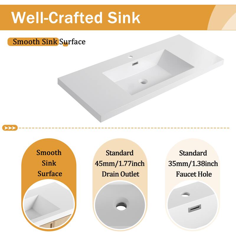 Malwee 36"/42"/48" FreeStanding Bathroom Vanity with Sink