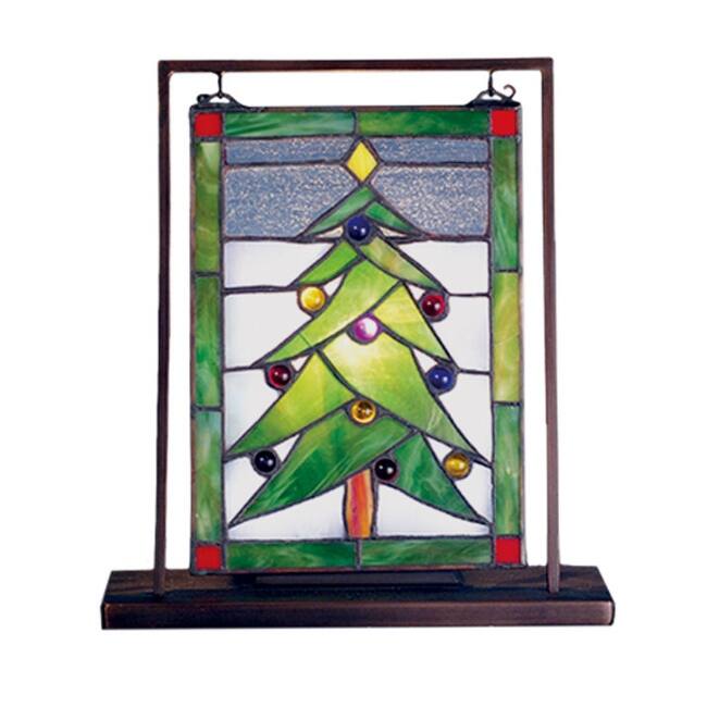 Meyda Tiffany 69658 Christmas Tree 9-1/2" Wide x 10-1/2" Tall Lighted - Brown