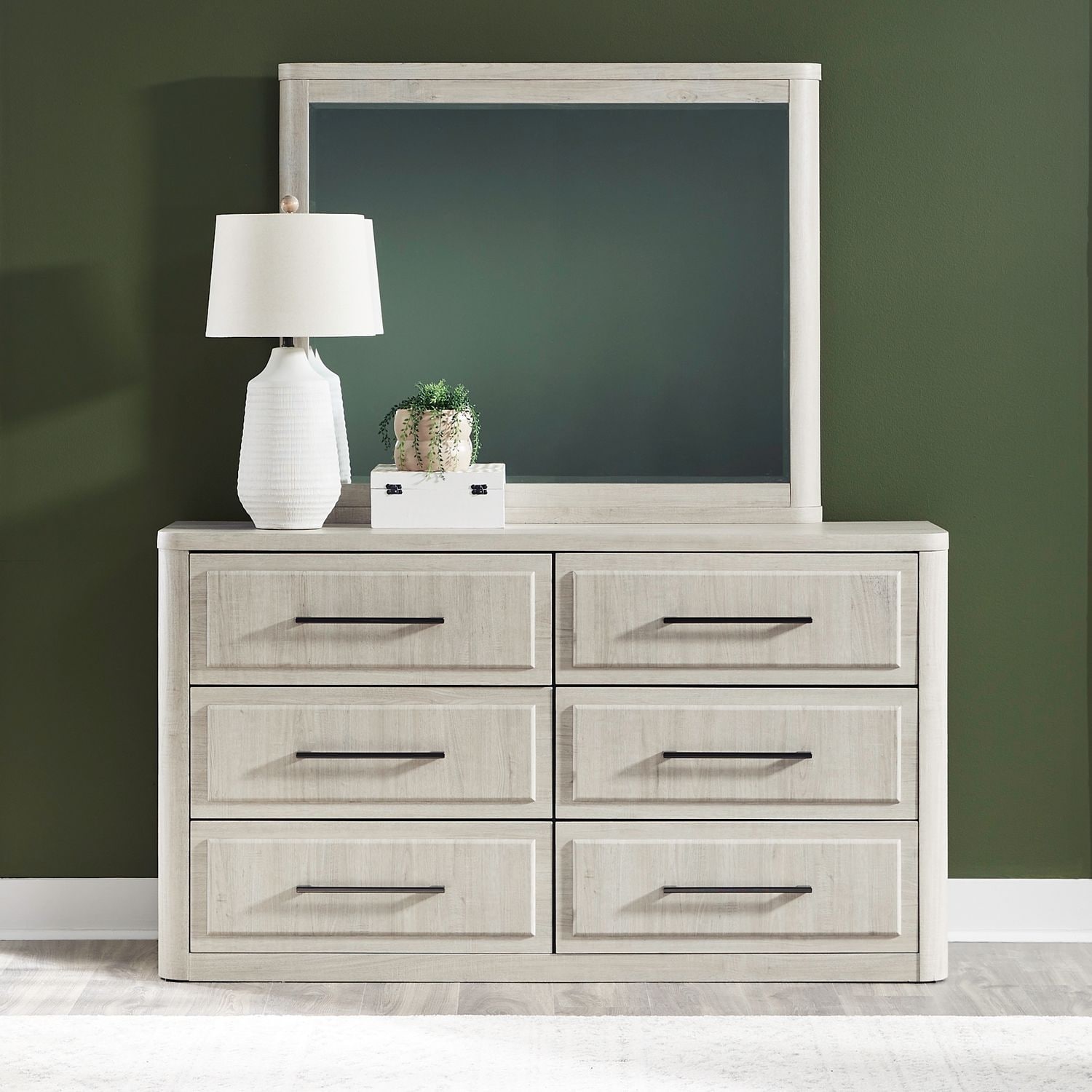 Liberty Furniture Modern Play Bedroom Dresser & Mirror Natural White