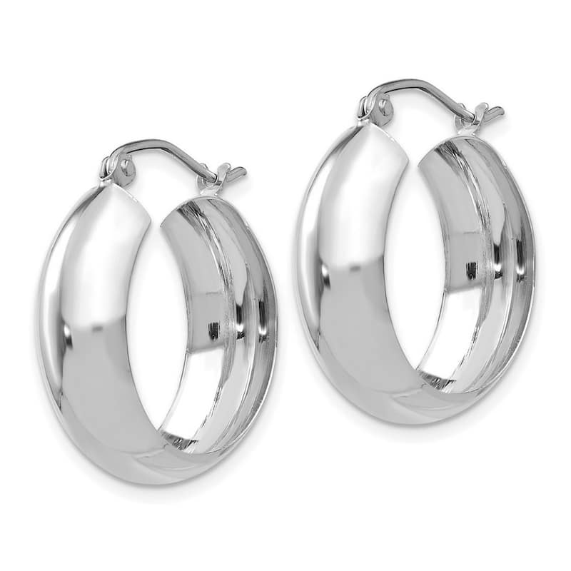 Curata 14k White Gold Polished 7mmx14mm Wide Hoop Earrings