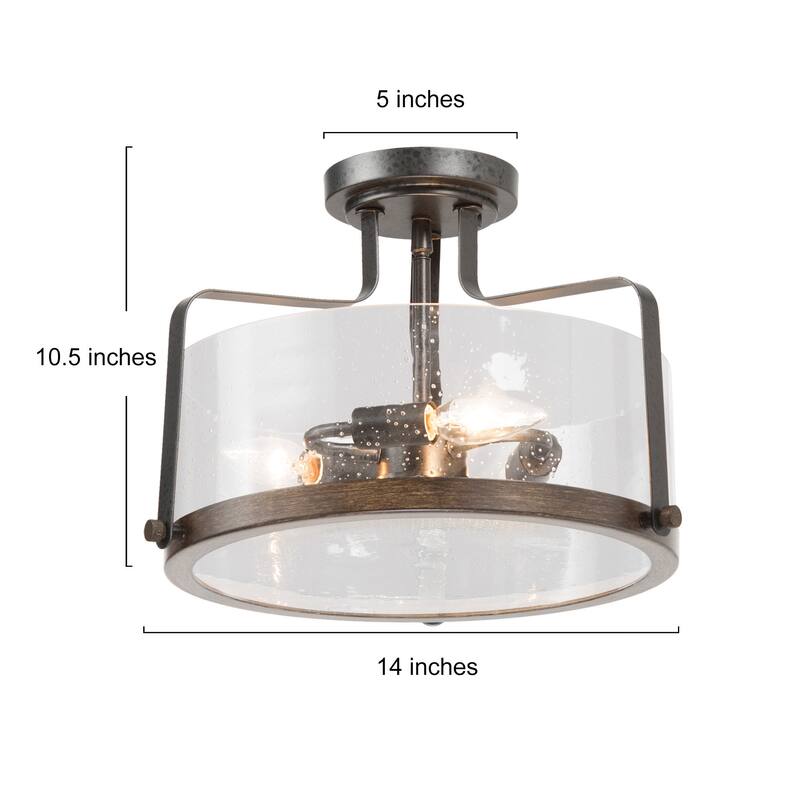 Modern Gold 3-Light Drum Glass Semi-flush Mount Ceiling Lights