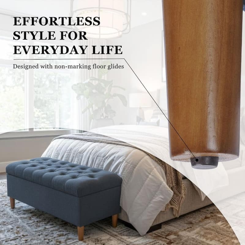 HomePop Button Tufted Top Storage Bench with Wood Legs