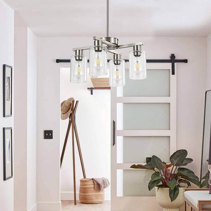 6 Light light fixture nickel chandelier light glass, metal pendant light