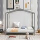 preview thumbnail 11 of 16, Whimsical House-Shaped Twin Bed with Storage, Platform Bed with Built-in Headboard and Bookrack