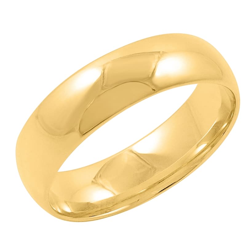 Men's Classic Solid 10K Yellow Gold 6mm Comfort Fit Plain Wedding Band (Available Ring Sizes 8-14) - 13