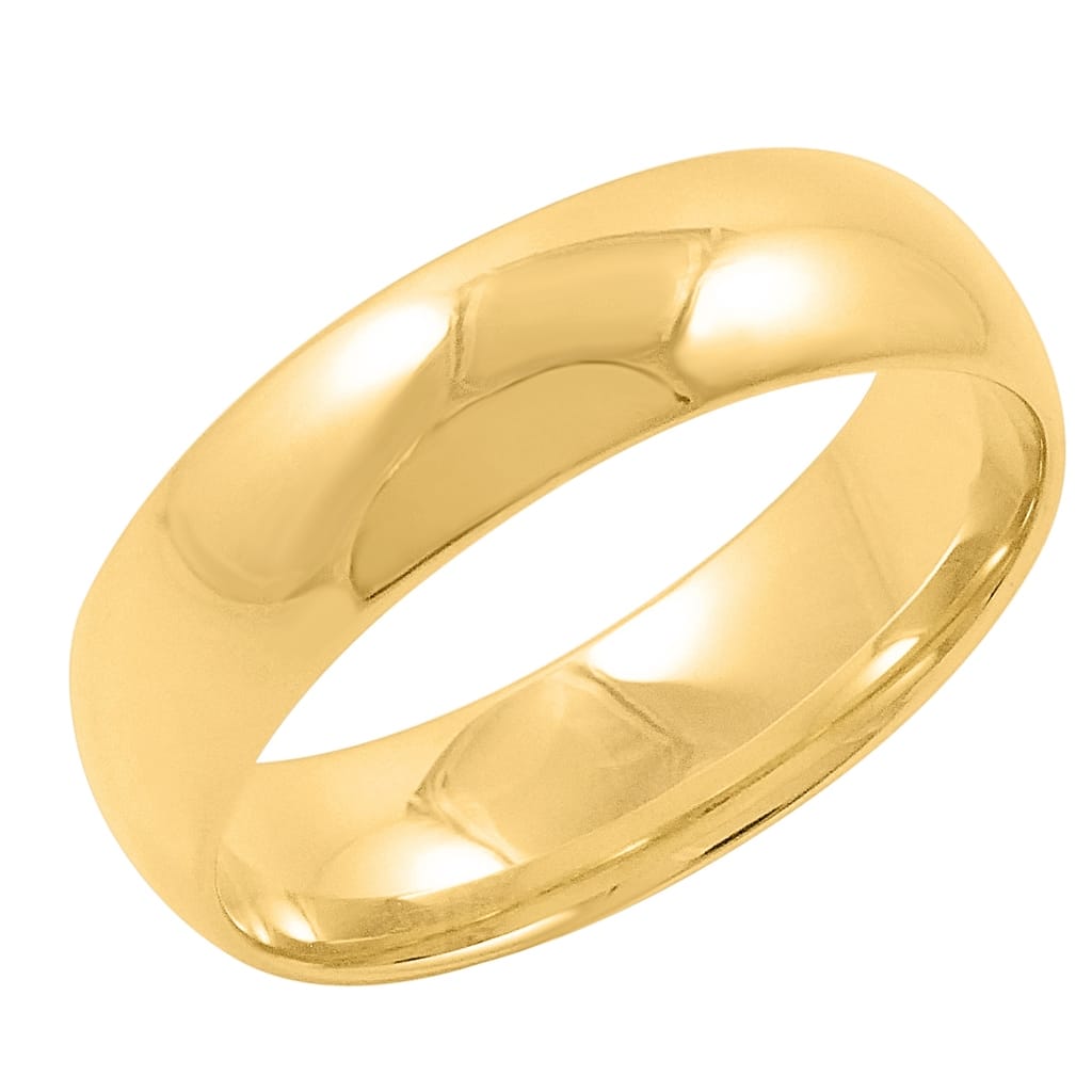 Men's Classic Solid 10K Yellow Gold 6mm Comfort Fit Plain Wedding Band (Available Ring Sizes 8-14)