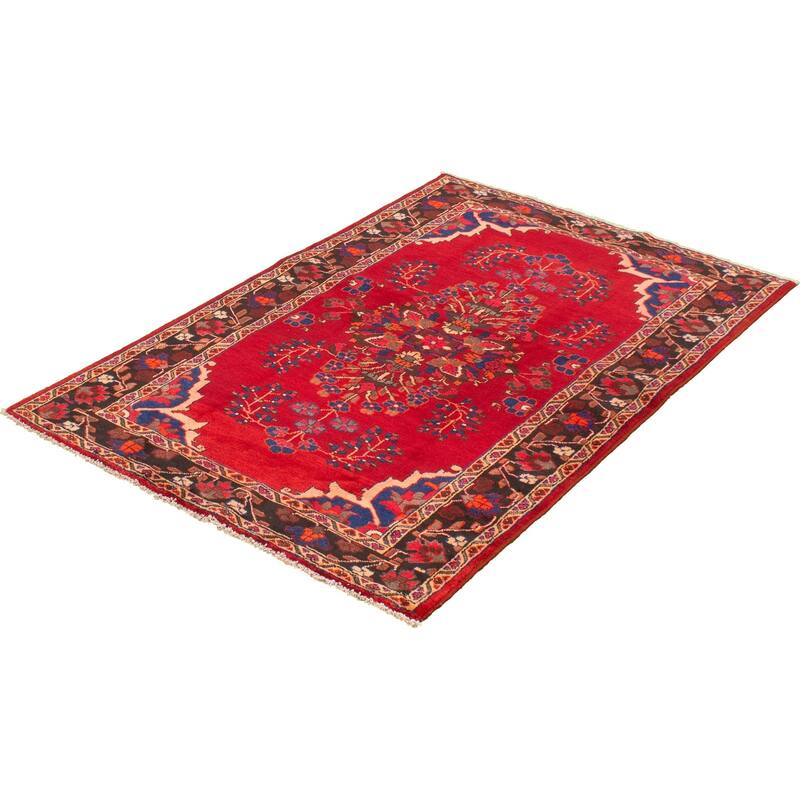 Hand-knotted Caucasus Kula Red Wool Rug - 4'9 x 7'7/4'9" x 7'7"