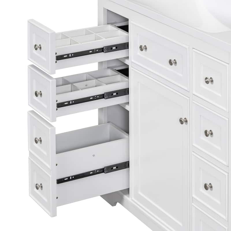 36 Inch Freestanding Bathroom Vanity Set with Drawers and Ceramic Sink