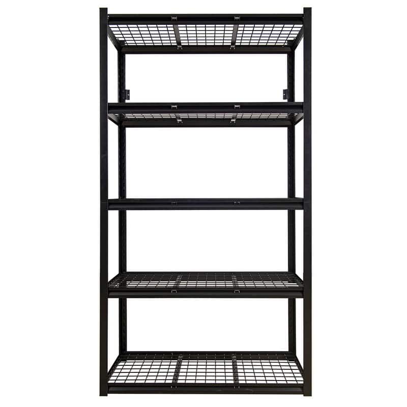 5-Tier Black Adjustable Metal Shelving Unit Heavy Duty Garage Storage
