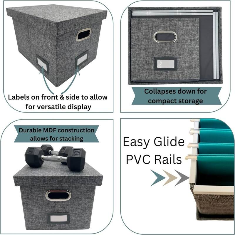 File Box Storage Organizer with lid - Gray