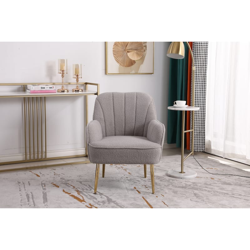 Modern Mid Century 28.7" Sherpa Arm Chair with Iron Legs for Living Room